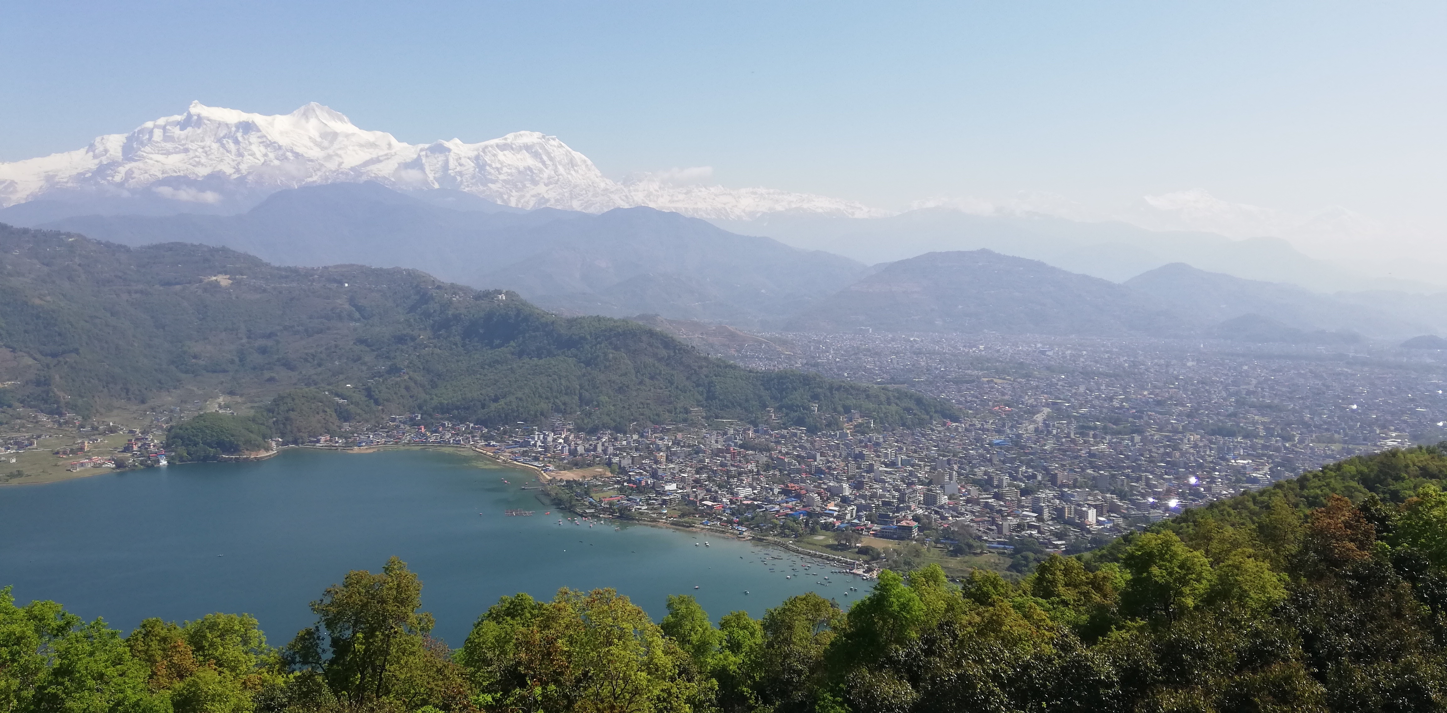 View of Pokhara and the Annapurna’s, Day 1 of Panchase trek View of Pokhara and the Annapurna’s, Day 1 of Panchase trek